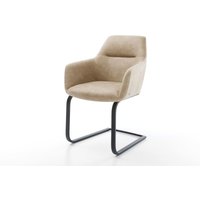 Freischwinger Pejo-Flex Mikrofaser Beige Vintage Freischwinger flach Schwarz Taschenfederkern