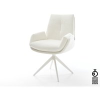 Drehstuhl Clea-Flex Bouclé Soft Beige Kreuzgestell breit Weiß 360 drehbar Wippfunktion – Bild 2