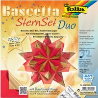 folia Faltblätter Bascetta-Stern, 200 x 200 mm, hochrot/gold