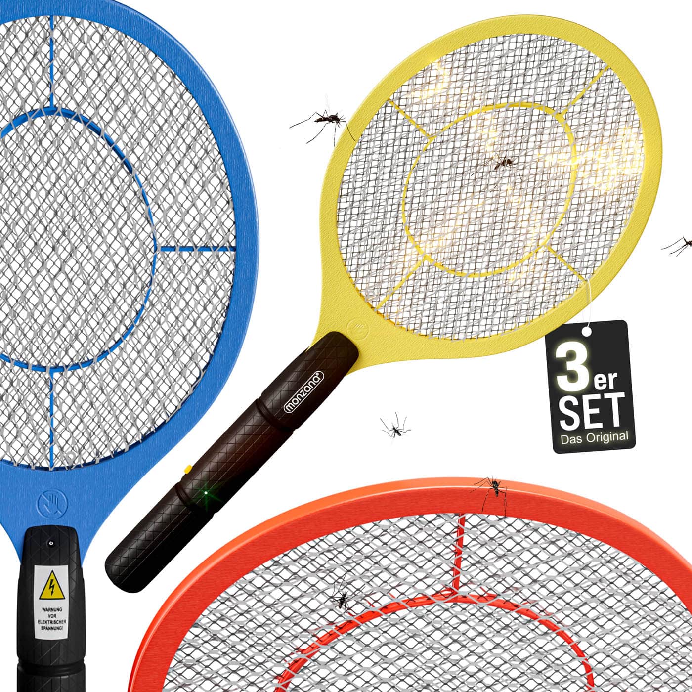 monzana 106061 Elektrische Fliegenklatsche 3er-Set – Bild 3