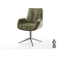Drehstuhl Clea-Flex Chenille Olive Fußkreuz Graphit 360 drehbar Wippfunktion