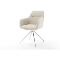 Esszimmerstuhl Pejo-Flex Cord Beige Kreuzgestell konisch Edelstahl Taschenfederkern