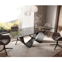 Esstisch Edge 180-220x100 Keramik Emperador Extra Lucidato Dunkelbraun Infinity Metall Schwarz ausziehbar