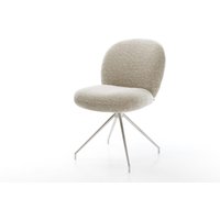 Esszimmerstuhl Nube-Flex Webstoff Soft Beige Kreuzgestell konisch Edelstahl Taschenfederkern