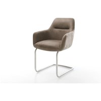 Freischwinger Pejo-Flex Mikrofaser Taupe Vintage Freischwinger rund Edelstahl Taschenfederkern