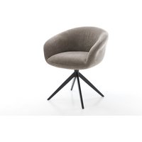 Drehstuhl Vinka-Flex mit Armlehnen Strukturstoff Soft Taupe Kreuzgestell breit Schwarz 360 drehbar Wippfunktion Taschenfederkern