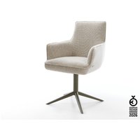 Drehstuhl Heira-Flex mit Armlehnen Webstoff Soft Beige Fußkreuz Effektfinish Titan 360 drehbar Wippfunktion Taschenfederkern
