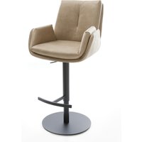 Barstuhl Clea-Flex Mikrofaser Beige Vintage Drehfuß höhenverstellbar Metall Schwarz