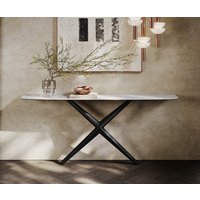 Konsolentisch Edge Boot 180x40 cm Keramik Laminam Statuarietto Weiß Estelo Metall Schwarz