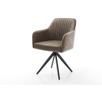 Esszimmerstuhl Greg-Flex Mikrofaser Taupe Vintage Kreuzgestell kantig Schwarz Taschenfederkern