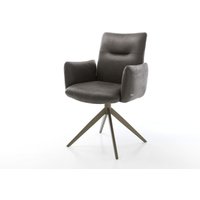 Drehstuhl Jova-Flex mit Armlehnen Mikrofaser Anthrazit Vintage Kreuzgestell breit Effektfinish Titan 360 drehbar Wippfunktion Taschenfederkern