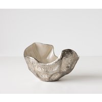 Schale Valena B33 x T20 x H22 cm Aluminium Platin Opal Handgemacht