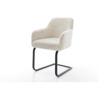 Freischwinger Greg-Flex Plüsch Creme-Weiß Freischwinger flach Schwarz Taschenfederkern