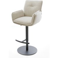 Barstuhl Nela-Flex Webstoff Soft Beige Drehfuß höhenverstellbar Metall Schwarz