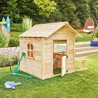 Spielhaus DER GROSSE PALAST - 106 x 111 cm Natur mit Bank – Bild 2