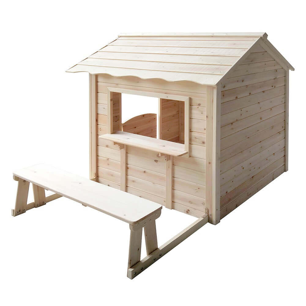 Spielhaus DER GROSSE PALAST - 106 x 111 cm Natur mit Bank – Bild 5