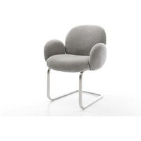 Freischwinger Nube-Flex mit Armlehnen Strukturstoff Soft Grau Freischwinger flach Edelstahl Taschenfederkern