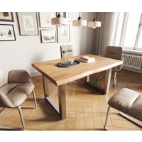 DELIFE Edge Esstisch Akazie Edelstahl – Bild 2