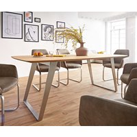 DELIFE Edge Esstisch Eiche Edelstahl