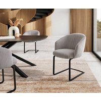 Freischwinger Caja-Flex mit Armlehnen Cord Silbergrau Freischwinger flach Schwarz Taschenfederkern