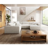 Wohnlandschaft Sirpio 300x210 cm Bouclé Creme-Weiß Recamiere variabel