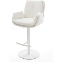 Barstuhl Clea-Flex Bouclé Creme-Weiß Drehfuß höhenverstellbar Metall Weiß