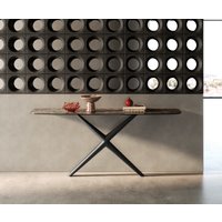 Konsolentisch Edge Boot 180x40 cm Keramik Emperador Extra Lucidato Dunkelbraun Estelo Metall Schwarz