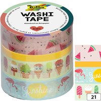 folia Deko-Klebeband Washi-Tape TROPICAL, 4er Set