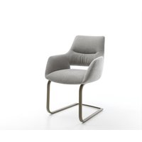 Freischwinger Yago-Flex mit Armlehnen Strukturstoff Soft Grau Freischwinger flach Effektfinish Titan Taschenfederkern