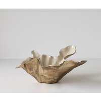 Schale Liora B52 x T51 x H21 cm Aluminium Champagner Ivory Handgemacht