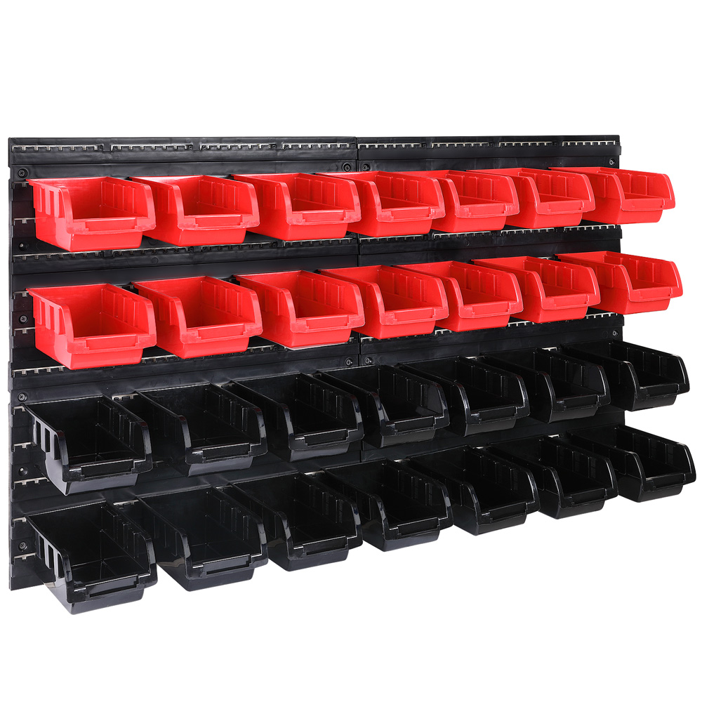 Deuba Werkzeugwand Schwarz/Rot 2er-Set Stapelboxen/Werkzeughalter – Bild 3