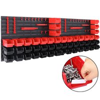 Deuba Werkzeugwand Schwarz/Rot 2er-Set Stapelboxen/Werkzeughalter