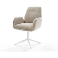 Drehstuhl Zoa-Flex Webstoff Soft Beige Fußkreuz Weiß 360 drehbar Wippfunktion Taschenfederkern – Bild 2