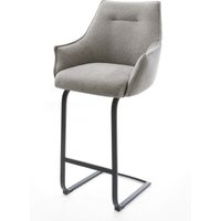 Barstuhl Alja-Flex Strukturstoff Soft Grau Freischwinger Flach Metall Schwarz Taschenfederkern