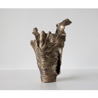 Vase Corallo B43 x T24 x H61 cm Aluminium Oro Antico Handgemacht