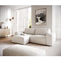DELIFE Lanzo Ecksofa Creme-Weiß