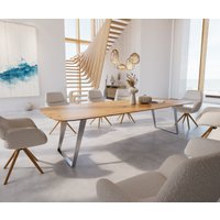DELIFE Edge Esstisch Eiche Edelstahl