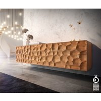 Lowboard Solu 175 cm Akazie Natur 2 Türen 2 Schübe schwebend 3D-Front