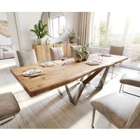 DELIFE Edge Esstisch Akazie Edelstahl