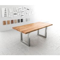 DELIFE Edge Esstisch Akazie Edelstahl