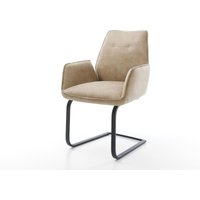 Freischwinger Zoa-Flex Mikrofaser Beige Vintage Freischwinger flach Schwarz Taschenfederkern