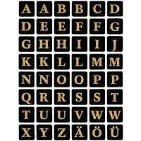 HERMA Buchstaben-Sticker A-Z, Folie geprägt, schwarz/gold
