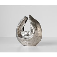 Skulptur Nexora B40 x T17 x H42 cm Aluminium Platin Handgemacht