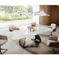 Esstisch Edge Boot 270x120 cm Keramik Iris FMG Onice Grigio W-Gestell Metall Effektfinish Titan