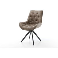 Esszimmerstuhl Taimi-Flex Mikrofaser Taupe Vintage Kreuzgestell kantig Schwarz