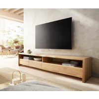 Lowboard Live-Edge 230 cm Eiche Natur 4 Schübe Massiv Baumkante