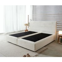Boxspringgestell Dream-Well Plüsch-Cord Beige 200x200 cm – Bild 2