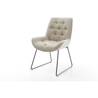 Esszimmerstuhl Taimi-Flex Webstoff Soft Beige Kufengestell Schwarz