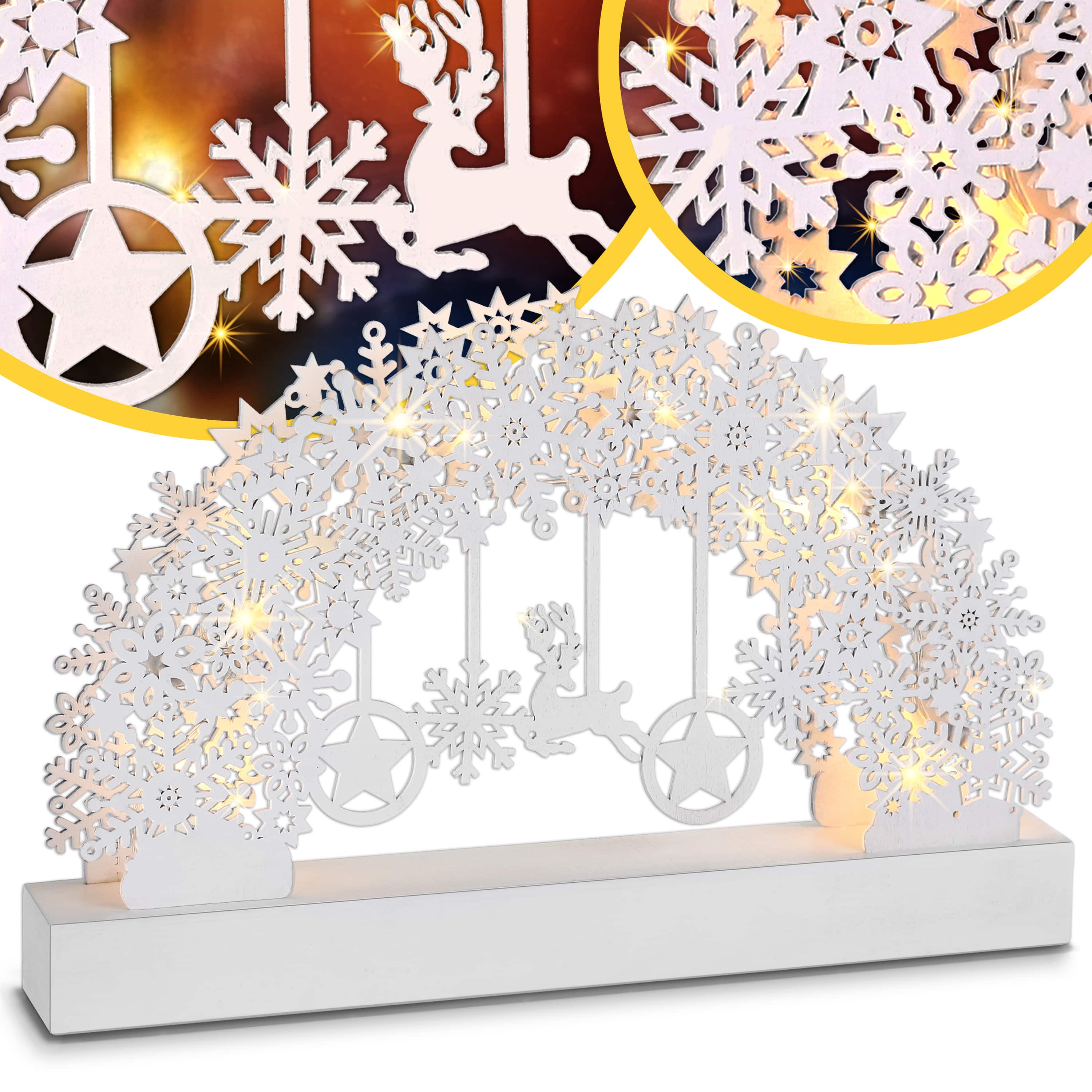 monzana Schwibbogen Weihnachten Schneeflocken Weiß – Bild 2