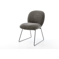 Esszimmerstuhl Nube-Flex Bouclé Soft Schlamm Kufengestell Schwarz Taschenfederkern